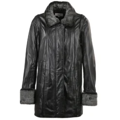 Leather Coat Black/ddy : Jacqueline