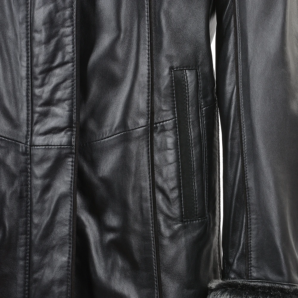 Leather Coat Black/ddy : Jacqueline 6 Leather Coat Black/ddy : Jacqueline - Image 4