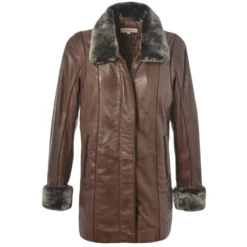 Leather Coat Mid Brown : Jacqueline
