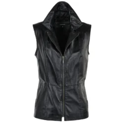 Leather Gilet Black/app : Nola