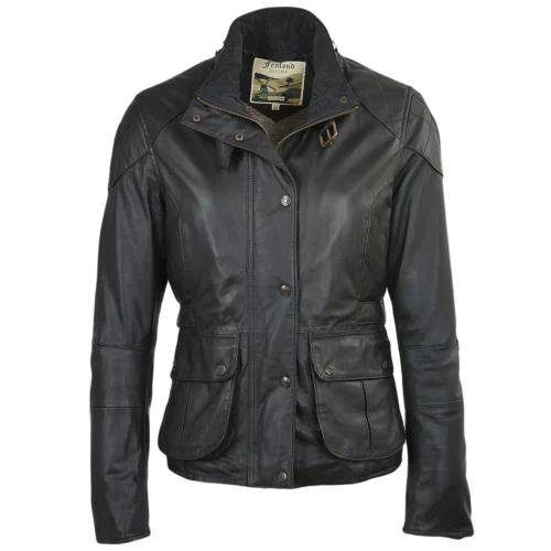 Leather Jacket Black/napp : Emerald
