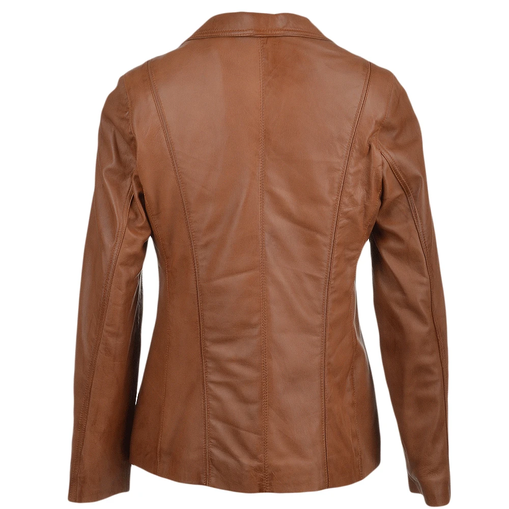 Leather Jacket Cognac/nap : Marabelle 5 Leather Jacket Cognac/nap : Marabelle - Image 3