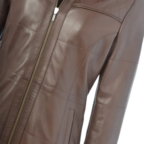 Leather Jacket Mid Brown : Molly -The Bridge Store leather jacket mid brown molly p80 294 image