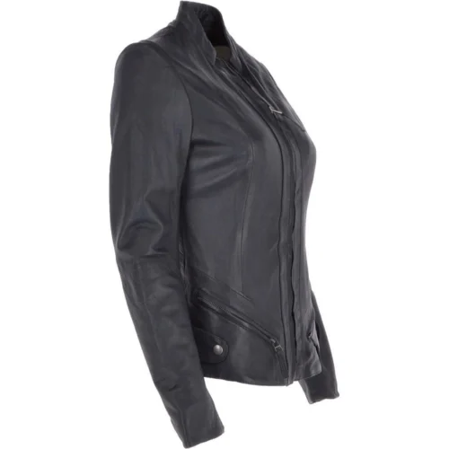 Leather Jacket Navy/nap : Alana -The Bridge Store leather jacket navy nap alana p3742 16181 image