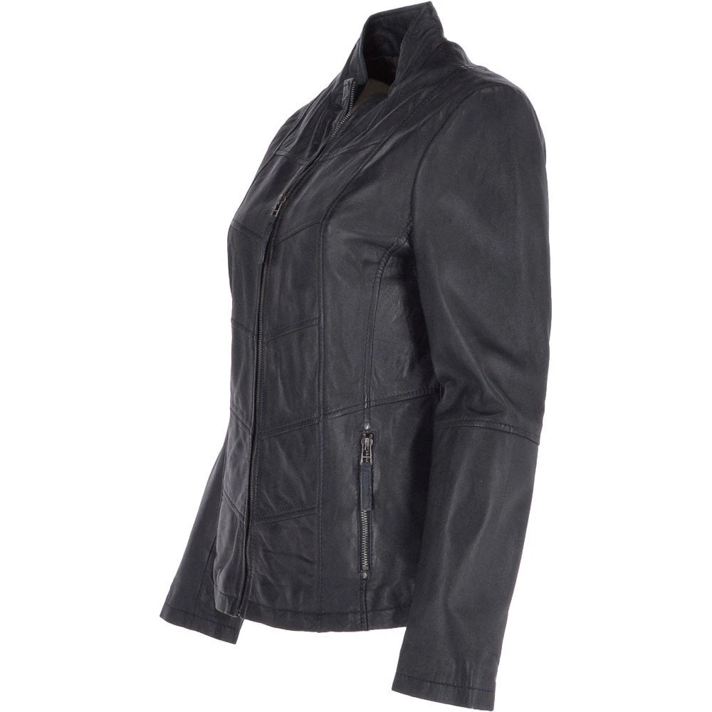 Leather Jacket Navy/nap : Isla 4 Leather Jacket Navy/nap : Isla - Image 2