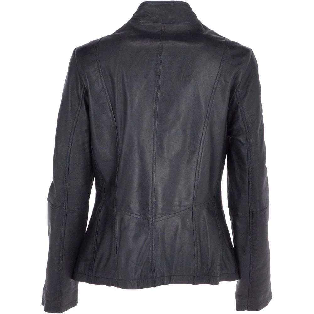 Leather Jacket Navy/nap : Isla 5 Leather Jacket Navy/nap : Isla - Image 3