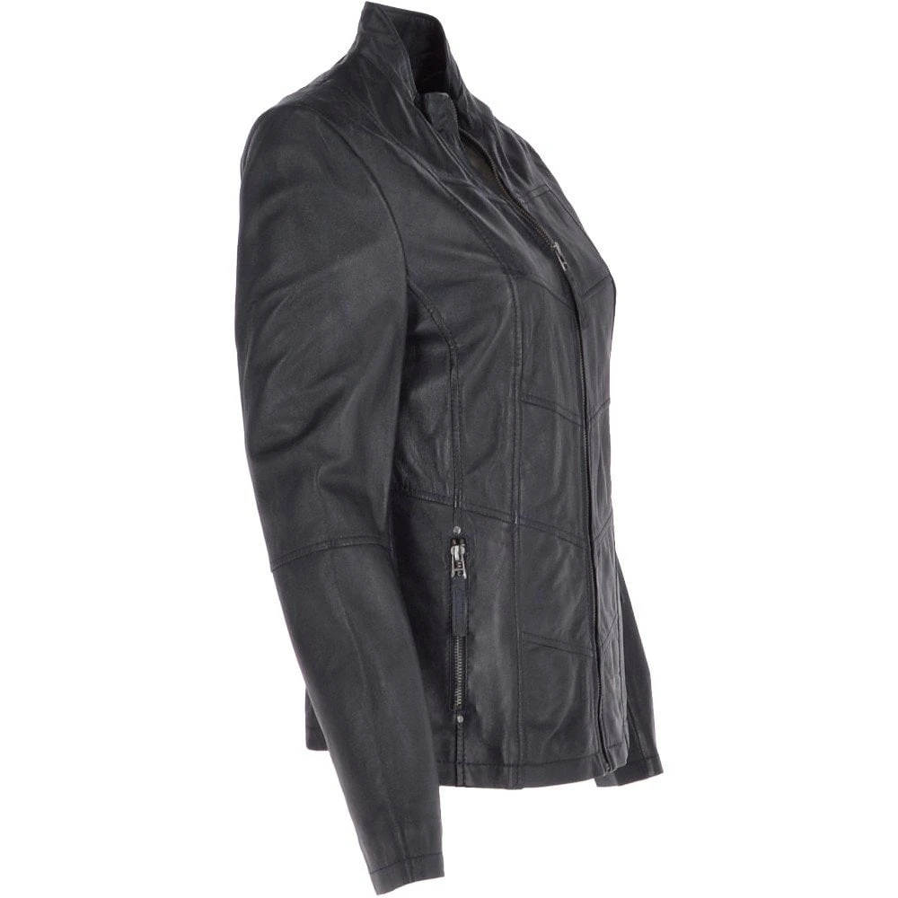 Leather Jacket Navy/nap : Isla 6 Leather Jacket Navy/nap : Isla - Image 4
