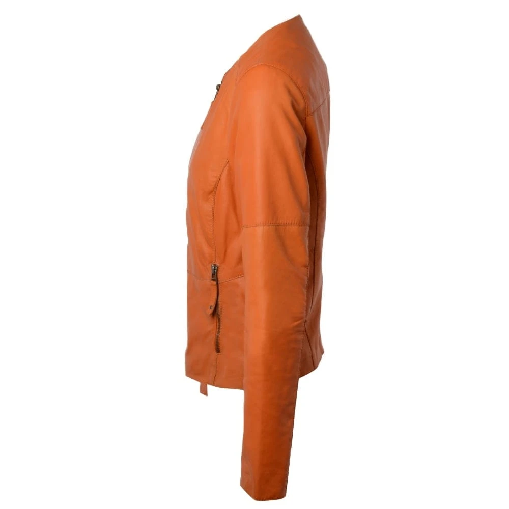 Leather Jacket Orange : Chloe 4 Leather Jacket Orange : Chloe - Image 2