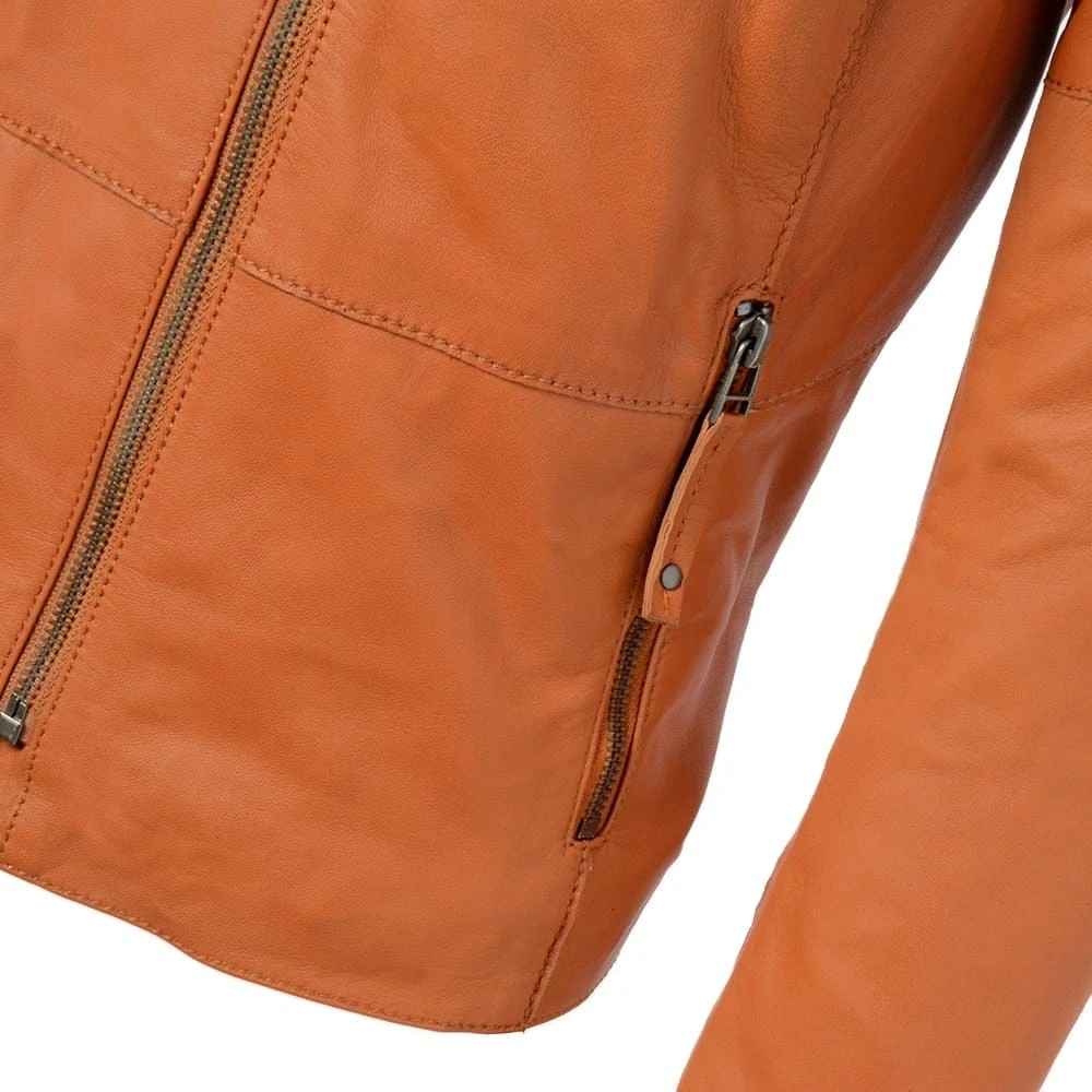 Leather Jacket Orange : Chloe 6 Leather Jacket Orange : Chloe - Image 4