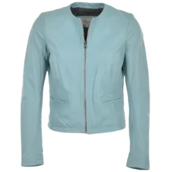 Leather Jacket Pale Blue : Alisa