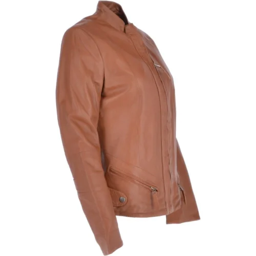 Leather Jacket Tan/nap : Alana -The Bridge Store leather jacket tan nap alana p1458 14806 image
