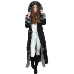 Front Page -Default Template 2 long length sheepskin coat black sophia p98 25045 image