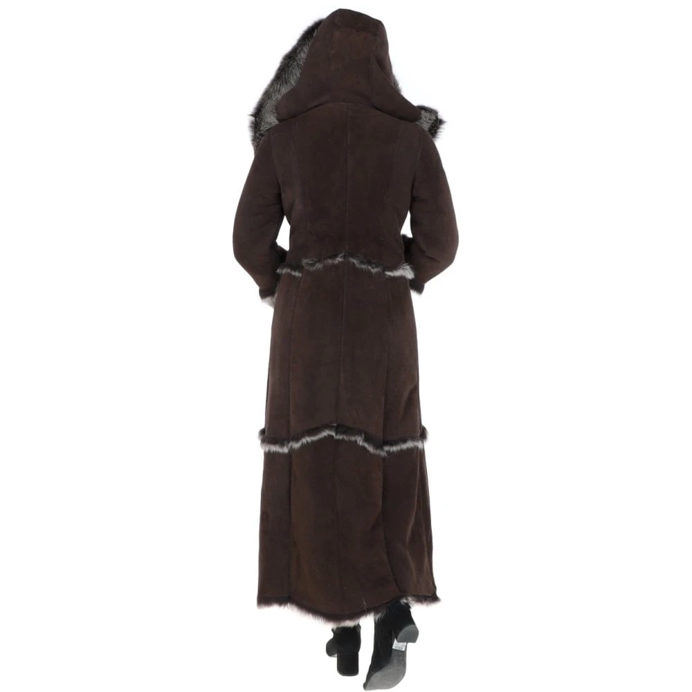 Long Length Sheepskin Coat Brown : Sophia 8 Long Length Sheepskin Coat Brown : Sophia - Image 6