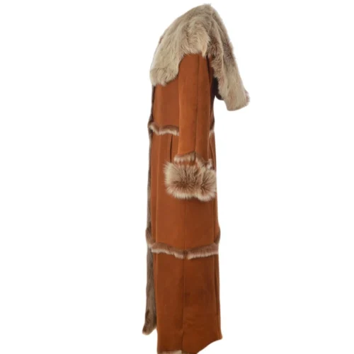 Long Length Sheepskin Coat Tan : Sophia 12 Long Length Sheepskin Coat Tan : Sophia -The Bridge Store long length sheepskin coat tan sophia p104 397 image
