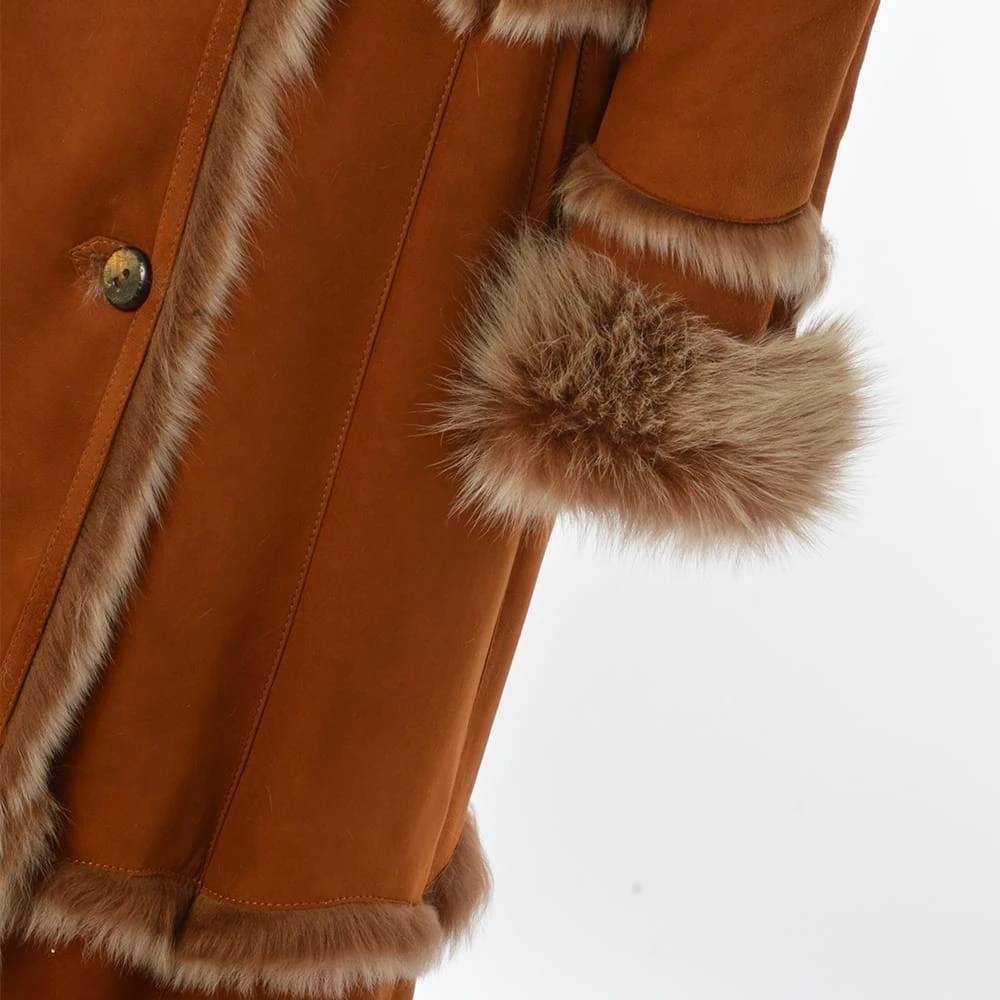 Long Length Sheepskin Coat Tan : Sophia 9 Long Length Sheepskin Coat Tan : Sophia - Image 7