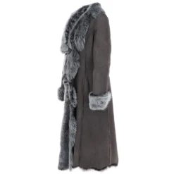 Long Length Toscana Suede Leather Coat Gray : Alaska -Default Template 2 long length toscana suede leather coat gray alaska p6822 25107 image