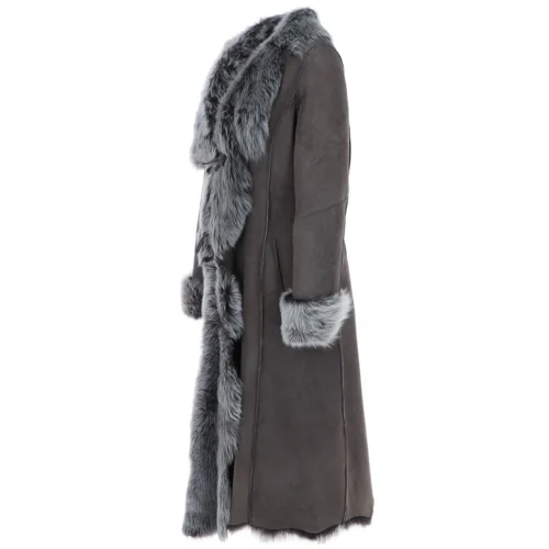 Long Length Toscana Suede Leather Coat Gray : Alaska 11 Long Length Toscana Suede Leather Coat Gray : Alaska -The Bridge Store long length toscana suede leather coat gray alaska p6822 25107 image