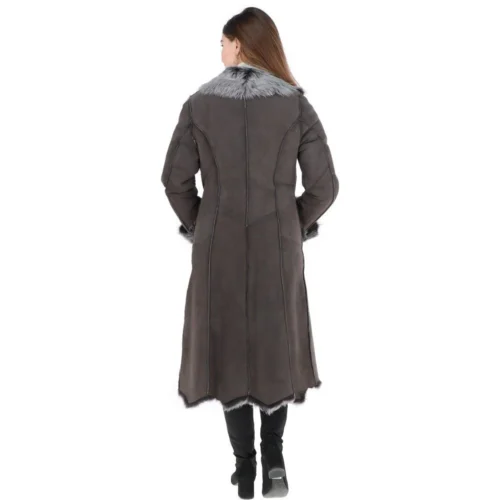 Long Length Toscana Suede Leather Coat Gray : Alaska 12 Long Length Toscana Suede Leather Coat Gray : Alaska -The Bridge Store long length toscana suede leather coat gray alaska p6822 25108 image