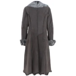 Long Length Toscana Suede Leather Coat Gray : Alaska -Default Template 2 long length toscana suede leather coat gray alaska p6822 25109 image