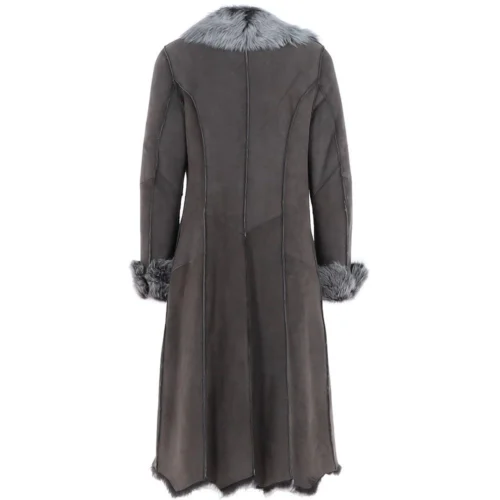 Long Length Toscana Suede Leather Coat Gray : Alaska 13 Long Length Toscana Suede Leather Coat Gray : Alaska -The Bridge Store long length toscana suede leather coat gray alaska p6822 25109 image