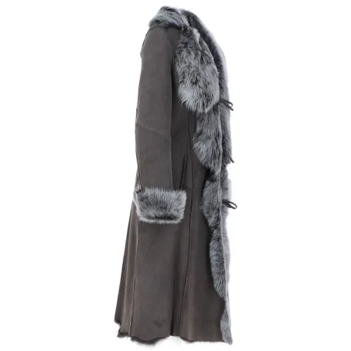 Long Length Toscana Suede Leather Coat Gray : Alaska 15 Long Length Toscana Suede Leather Coat Gray : Alaska -The Bridge Store long length toscana suede leather coat gray alaska p6822 25111 image
