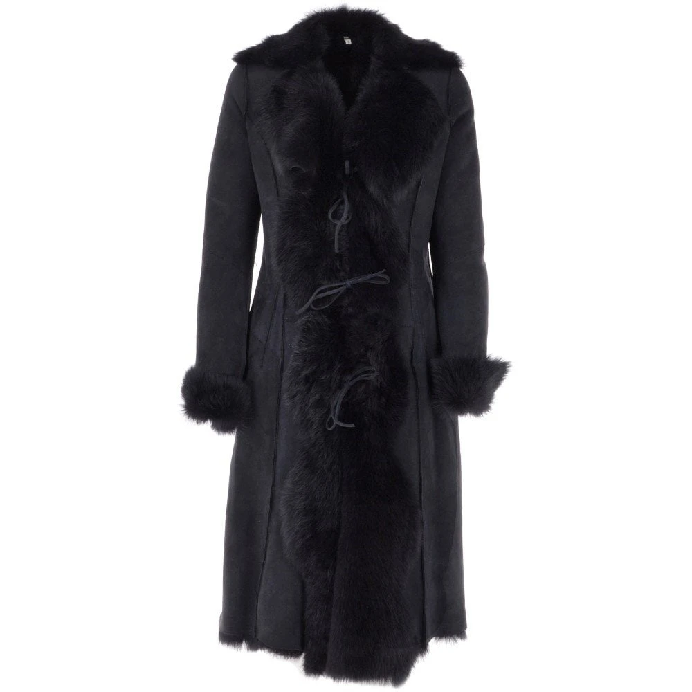 Long Length Toscana Suede Leather Coat Ocean : Alaska 3 Long Length Toscana Suede Leather Coat Ocean : Alaska