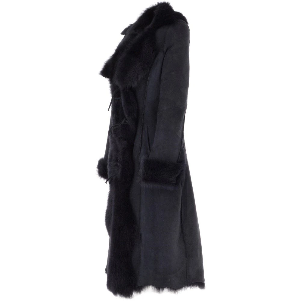 Long Length Toscana Suede Leather Coat Ocean : Alaska 5 Long Length Toscana Suede Leather Coat Ocean : Alaska - Image 3