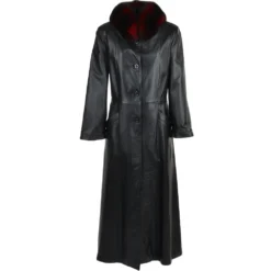Long Length Trench Coat Fox Trim Black : Collena
