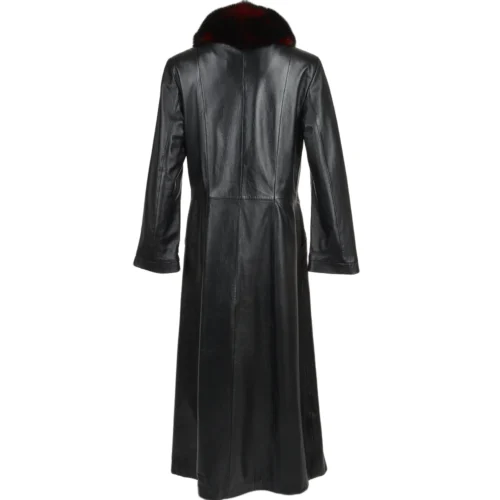 Long Length Trench Coat Fox Trim Black : Collena -The Bridge Store long length trench coat fox trim black collena p1256 5448 image