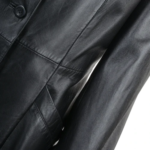 Long Length Trench Coat Fox Trim Black : Collena -The Bridge Store long length trench coat fox trim black collena p1256 5449 image