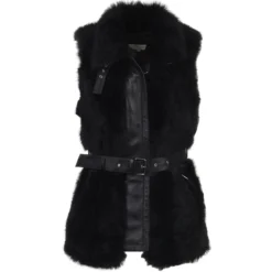 Luxury Shearling Gilet Black: Catiyana