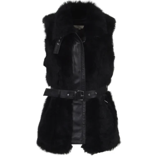 Luxury Shearling Gilet Black: Catiyana
