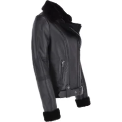Luxury Side Zip Sheepskin Pilot/ Biker Jacket Black : Cirilla -Default Template 2 luxury side zip sheepskin pilot biker jacket black cirilla p3767 16283 image