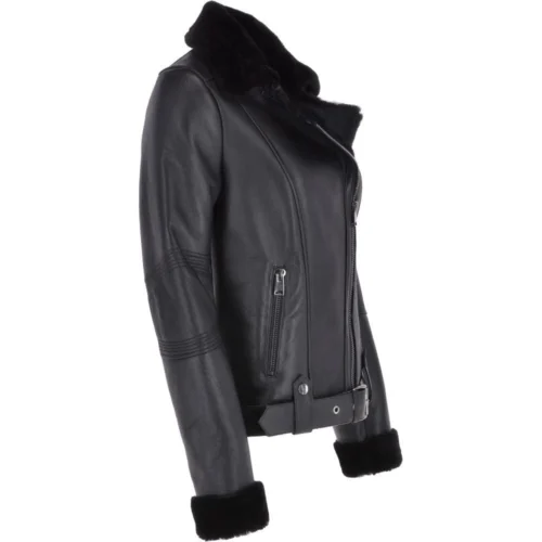 Luxury Side Zip Sheepskin Pilot/ Biker Jacket Black : Cirilla 9 Luxury Side Zip Sheepskin Pilot/ Biker Jacket Black : Cirilla -The Bridge Store luxury side zip sheepskin pilot biker jacket black cirilla p3767 16283 image