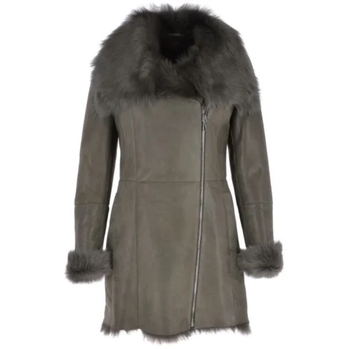 Luxury Toscana Sheepskin Coat Khaki : Calanthe