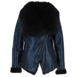 Luxury Toscana Sheepskin Jacket Glaze Blue: Corrine