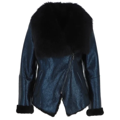 Luxury Toscana Sheepskin Jacket Glaze Blue: Corrine