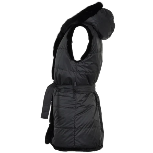 Reversible Mink Hooded Gilet Black : Topaz 13 Reversible Mink Hooded Gilet Black : Topaz -The Bridge Store reversible mink hooded gilet black topaz p1419 6999 image