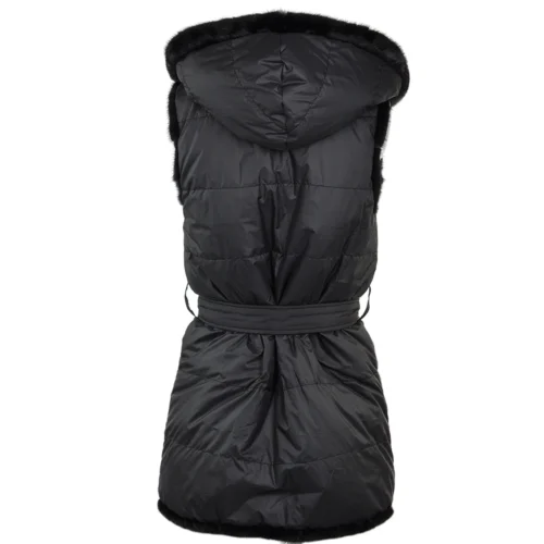 Reversible Mink Hooded Gilet Black : Topaz 15 Reversible Mink Hooded Gilet Black : Topaz -The Bridge Store reversible mink hooded gilet black topaz p1419 7001 image