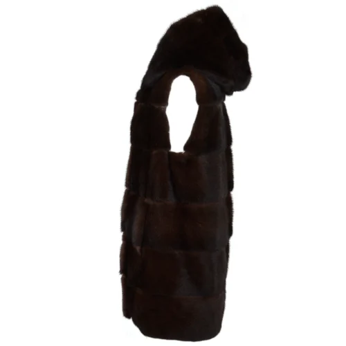Reversible Mink Hooded Gilet Brown : Topaz -The Bridge Store reversible mink hooded gilet brown topaz p1420 7006 image