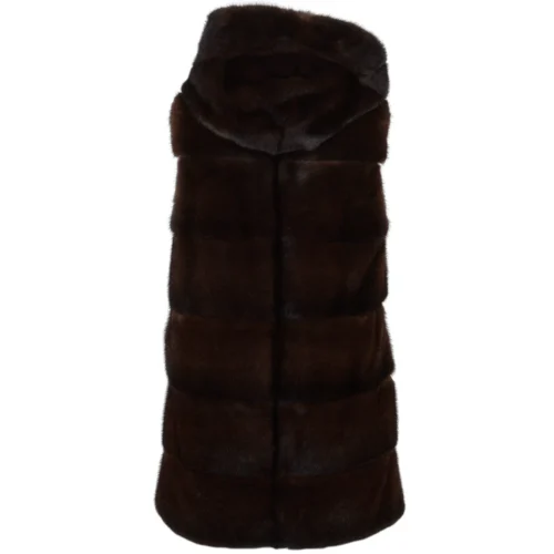 Reversible Mink Hooded Gilet Brown : Topaz -The Bridge Store reversible mink hooded gilet brown topaz p1420 7008 image