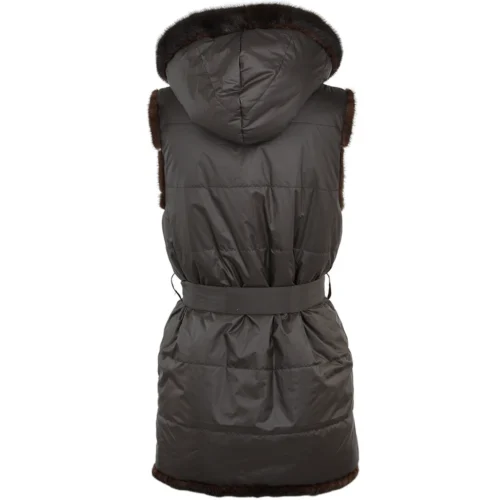 Reversible Mink Hooded Gilet Brown : Topaz -The Bridge Store reversible mink hooded gilet brown topaz p1420 7009 image