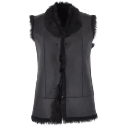Reversible Toscana Suede Leather Gilet Black/ Black : Sarnai