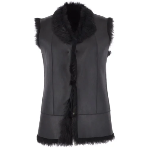 Reversible Toscana Suede Leather Gilet Black/ Black : Sarnai