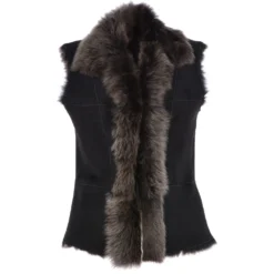 Reversible Toscana Suede Leather Gilet Black : Kashmina