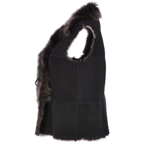 New Products -The Bridge Store reversible toscana suede leather gilet black kashmina p3075 13401 image