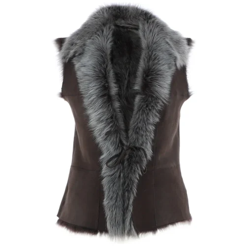 Reversible Toscana Suede Leather Gilet Brown : Kashmina