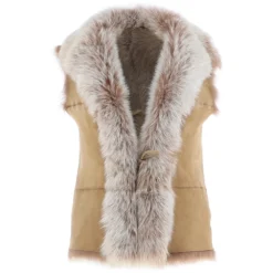 Reversible Toscana Suede Leather Gilet Camel : Kashmina