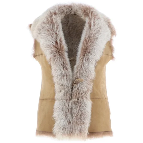 Reversible Toscana Suede Leather Gilet Camel : Kashmina