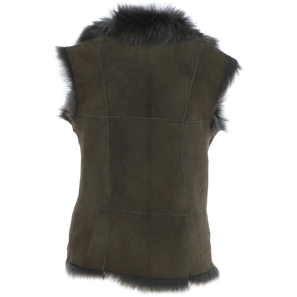 Reversible Toscana Suede Leather Gilet Green : Kashmina 6 Reversible Toscana Suede Leather Gilet Green : Kashmina - Image 4